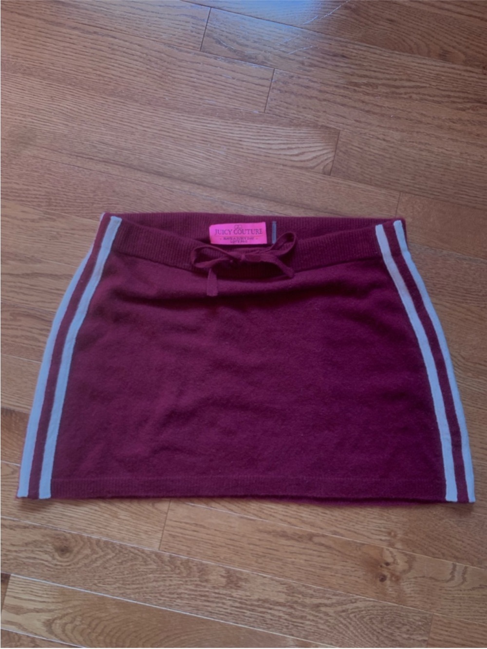 Juicy Couture Burgundy Mini Skirt with White Side Stripes